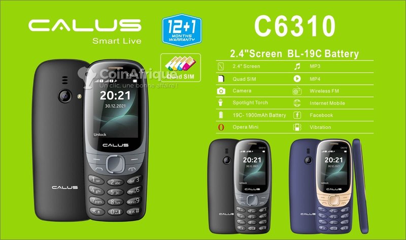 CALUS C6350 Téléphone Dual SIM – Radio FM – Batterie Intégrée