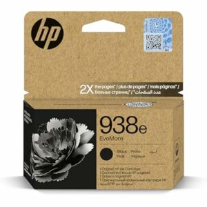 HP 938e EvoMore 4S6Y2PE noir Cartouche d&rsquo;encre d&rsquo;origine pour imprimantes Officejet Pro 9720, 9730, 9120, 9120b, 9110b, 9130, 9130b