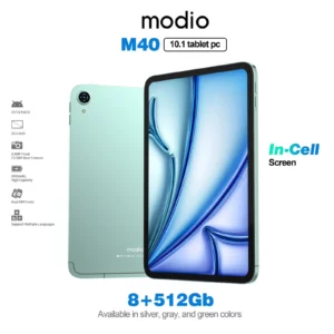 Tablette Pc, Modio M40 10.1 pouce 8GB RAM+512GB ROM Clavier et souris avec pochette dual sim