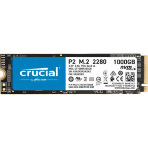 Disque dur SSD Interne 1to Crucial P2 Vitesses atteignant 2400 Mo/s (3D NAND, NVMe, PCIe, M.2)