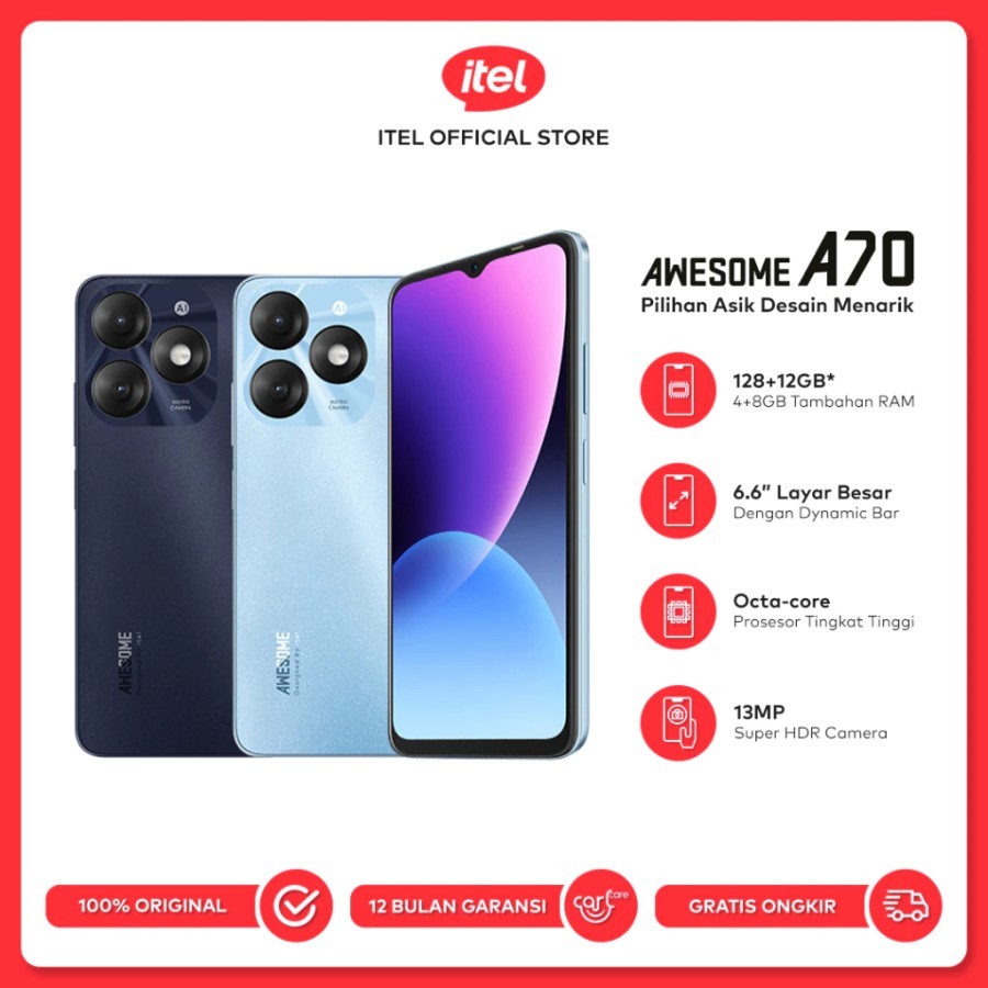 ITEL modele A70 128GB RAM 3GB ÉCRAN 6,6 pouces