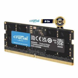 Mémoire RAM pour Ordinateur Portable – 8 Go – DDR5 – 4800MHz – Crucial – CL40