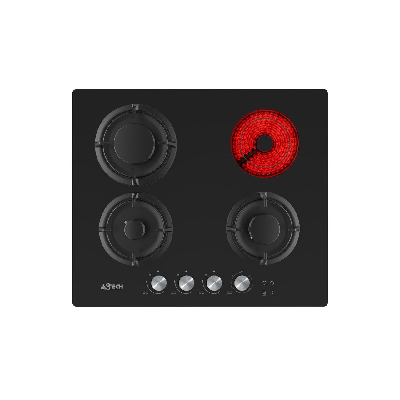 PLAQUE DE CUISSON ASTECH PL60CG-602NA 3FEUX ELECTRIC & 1FEUX GAZ